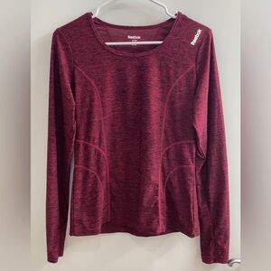 Reebok Active Performance Long Sleeve T-Shirt Women's Size Small Burgundy